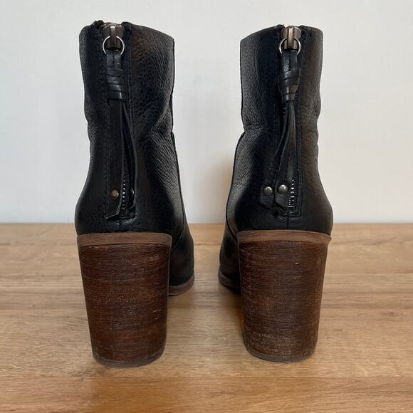 Franco Sarto Marmalade Black Leather Stacked Block Heel Booties Boots Size 8.5 - Picture 4 of 7